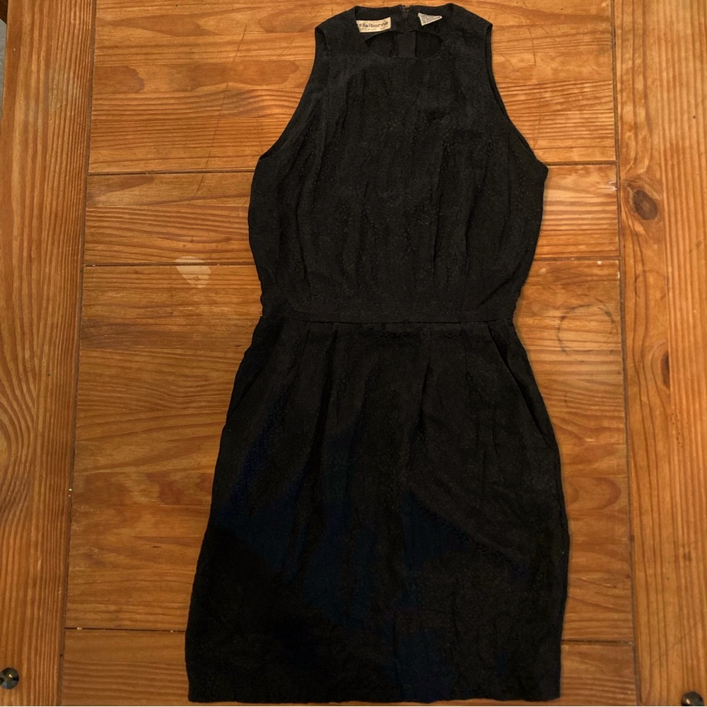 Vintage Liz Claiborne little black dress, 100% silk